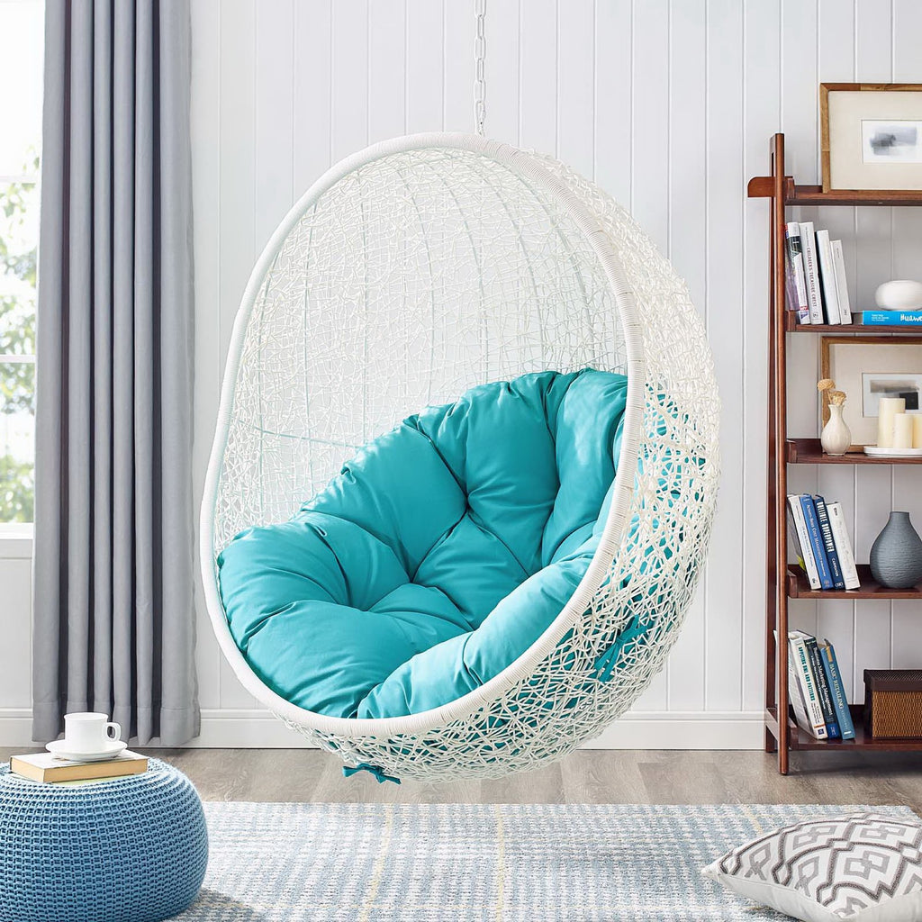 Hide Outdoor Patio Swing Chair With Stand - White Turquoise