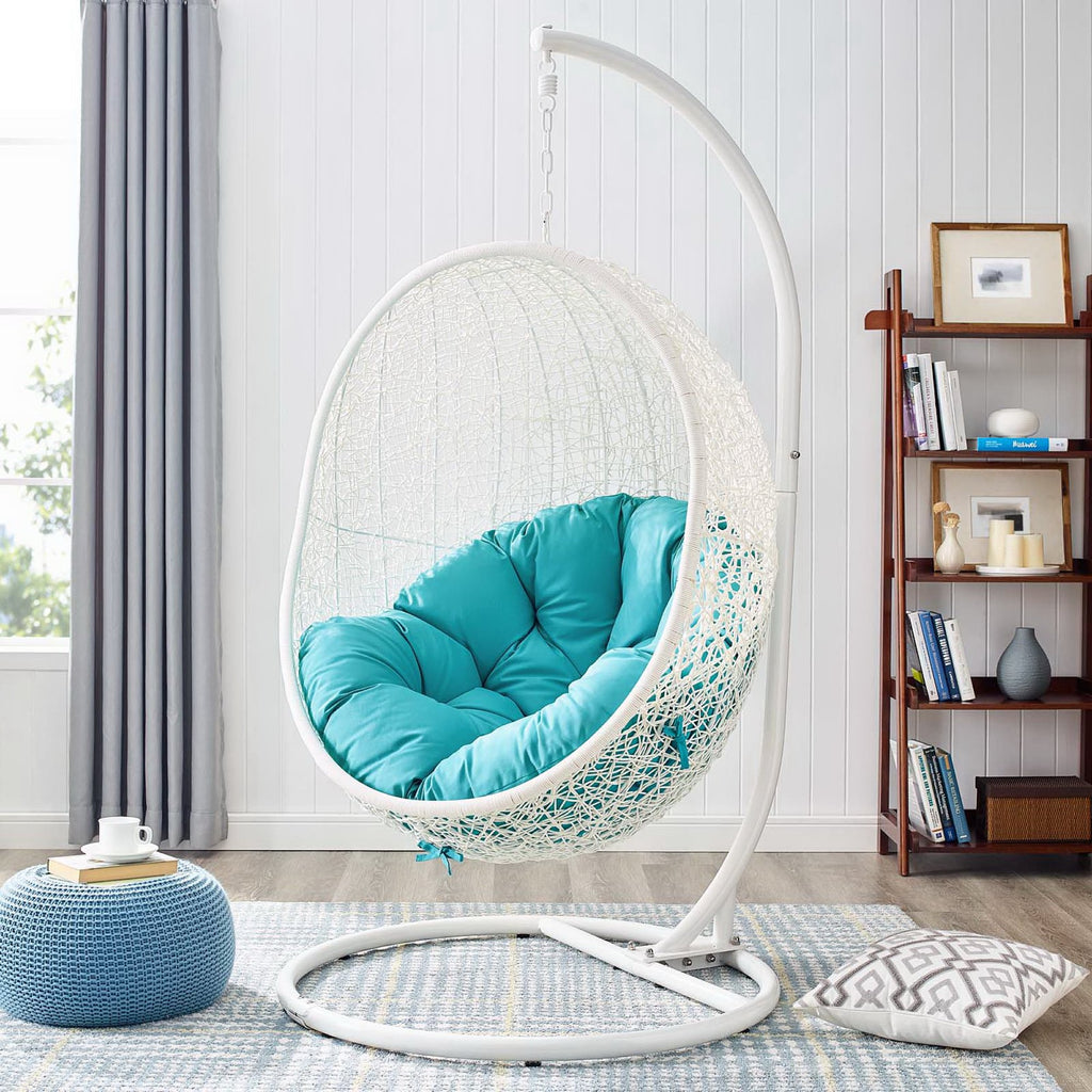 Hide Outdoor Patio Swing Chair With Stand - White Turquoise