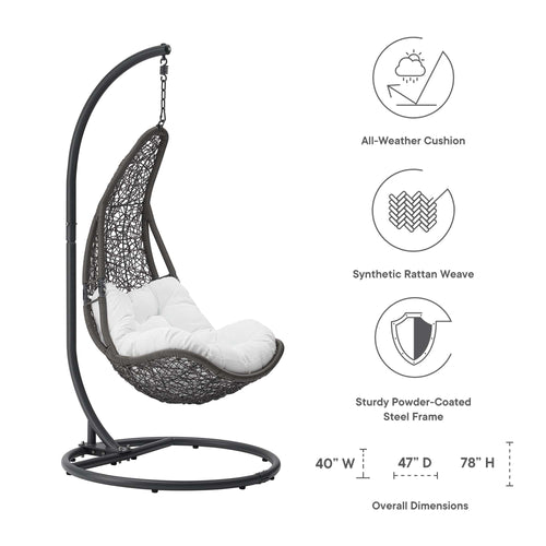 Abate Wicker Rattan Outdoor Patio Swing Chair - Gray White