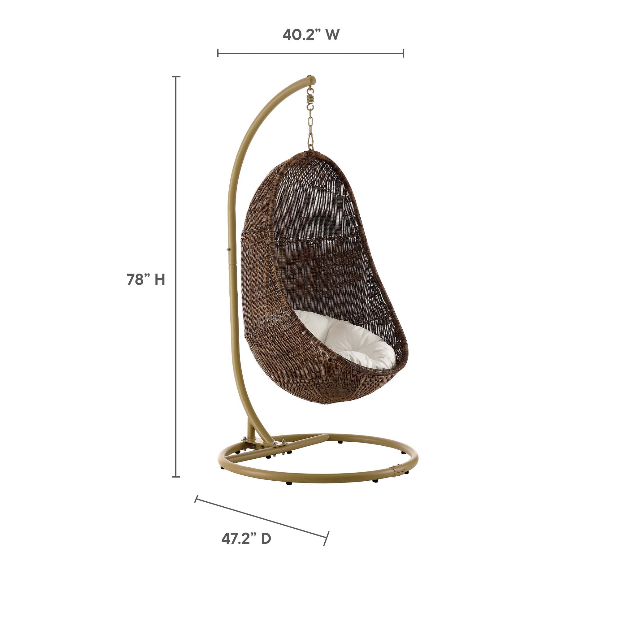 Bean Outdoor Patio Wood Swing Chair With Stand - Coffee White