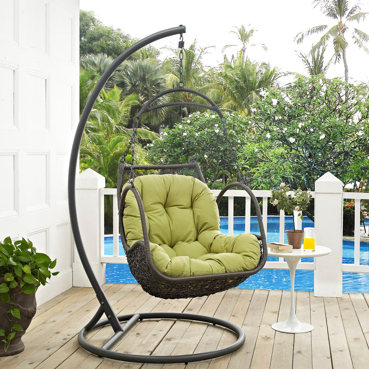 Arbor Outdoor Patio Wood Swing Chair - Peridot