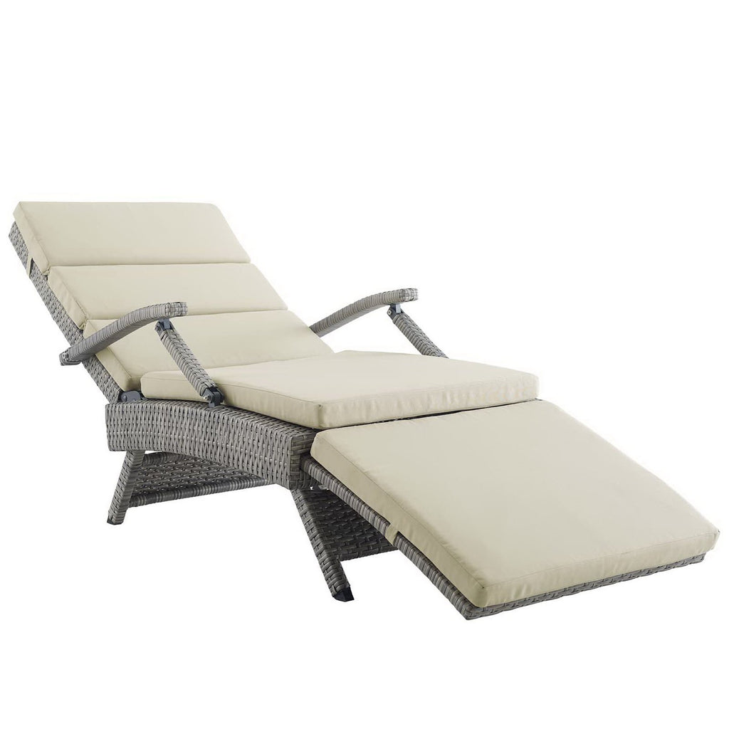 Envisage Chaise Outdoor Patio Wicker Rattan Lounge Chair - Light Gray Beige
