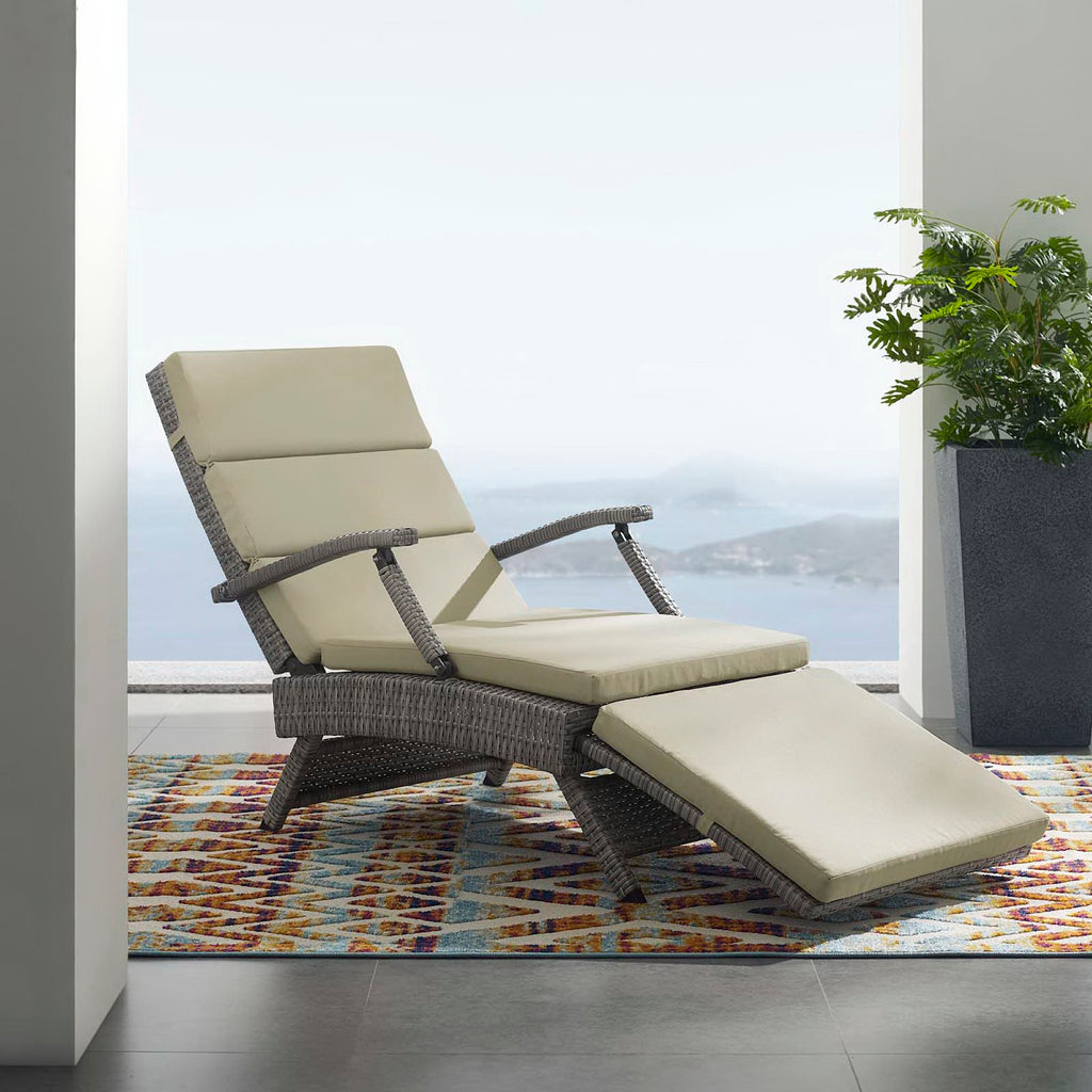 Envisage Chaise Outdoor Patio Wicker Rattan Lounge Chair - Light Gray Beige