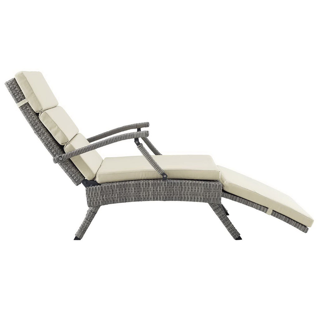 Envisage Chaise Outdoor Patio Wicker Rattan Lounge Chair - Light Gray Beige