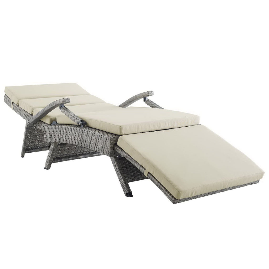 Envisage Chaise Outdoor Patio Wicker Rattan Lounge Chair - Light Gray Beige