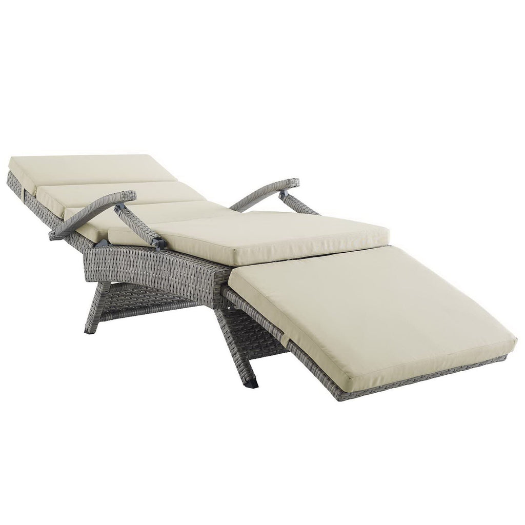 Envisage Chaise Outdoor Patio Wicker Rattan Lounge Chair - Light Gray Beige