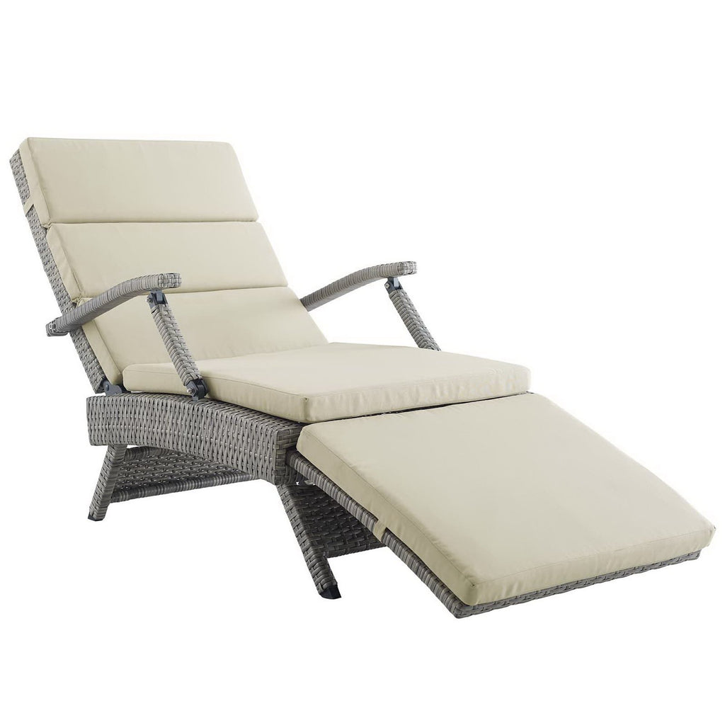 Envisage Chaise Outdoor Patio Wicker Rattan Lounge Chair - Light Gray Beige