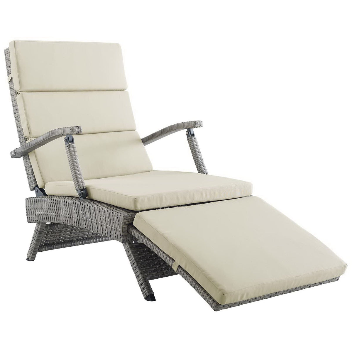 Envisage Chaise Outdoor Patio Wicker Rattan Lounge Chair - Light Gray Beige
