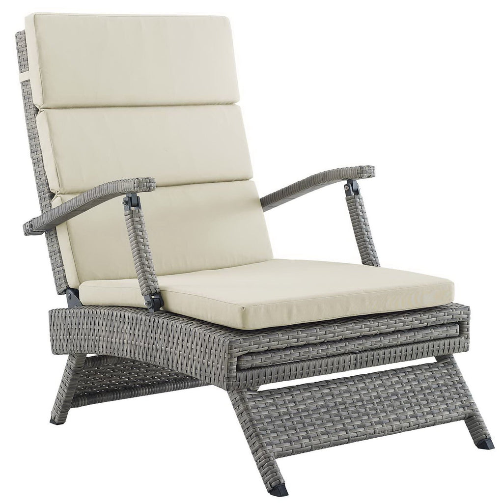 Envisage Chaise Outdoor Patio Wicker Rattan Lounge Chair - Light Gray Beige