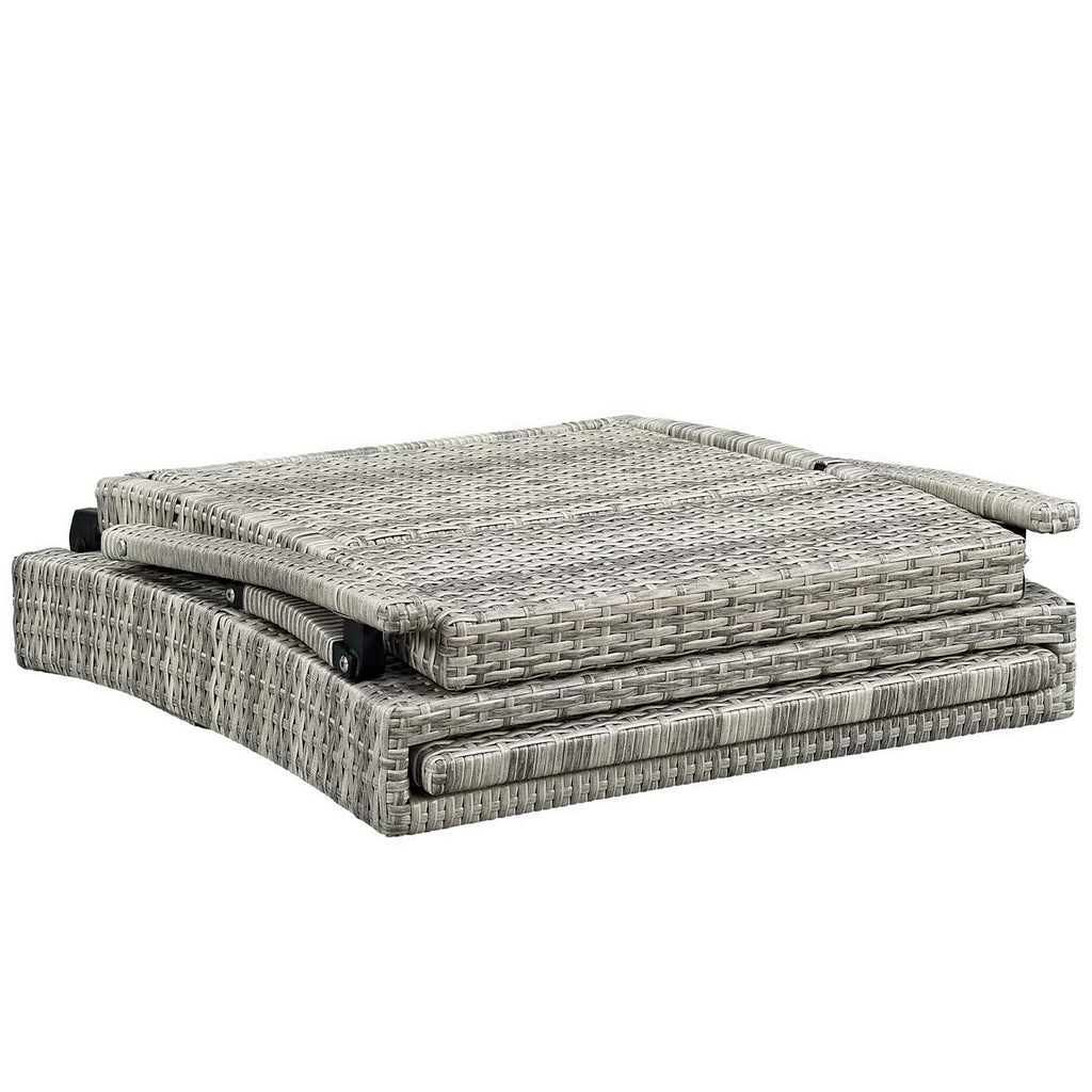Envisage Chaise Outdoor Patio Wicker Rattan Lounge Chair - Light Gray Navy