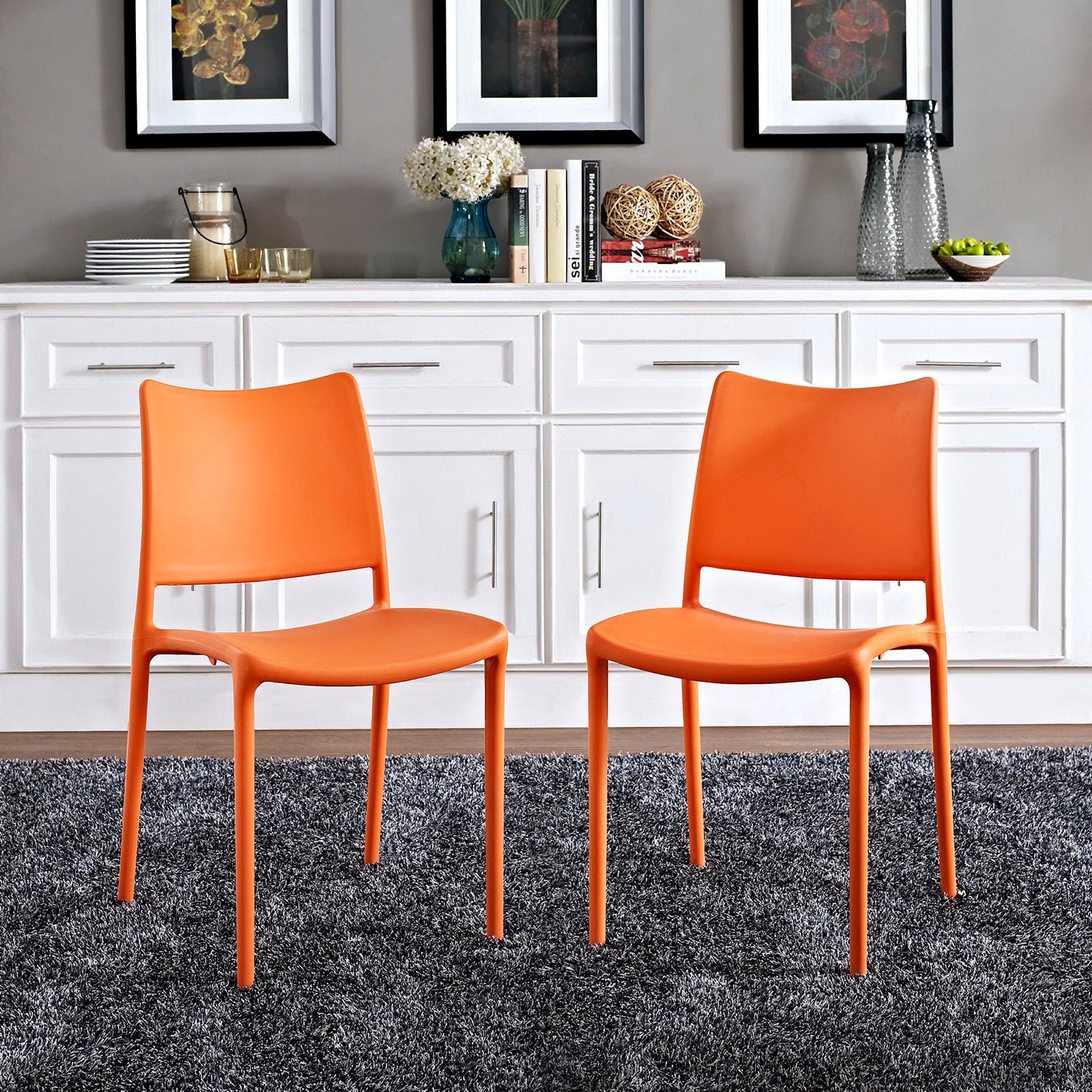 Hipster Dining Side Chair Set of 2 - Orange