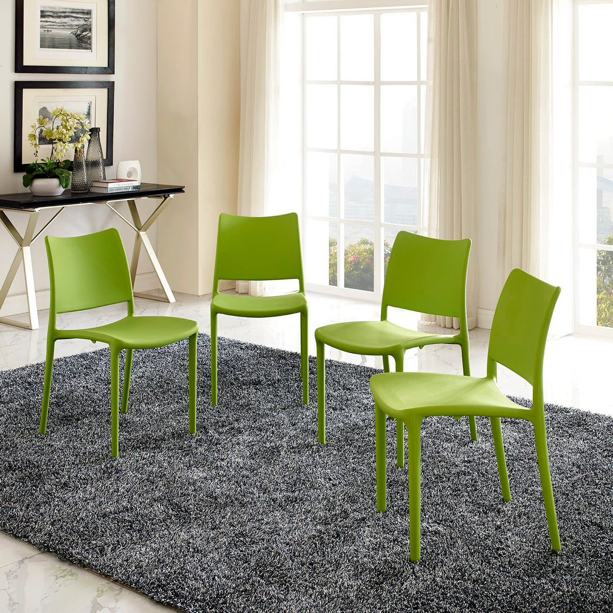 Hipster Dining Side Chair Set of 4 - Green