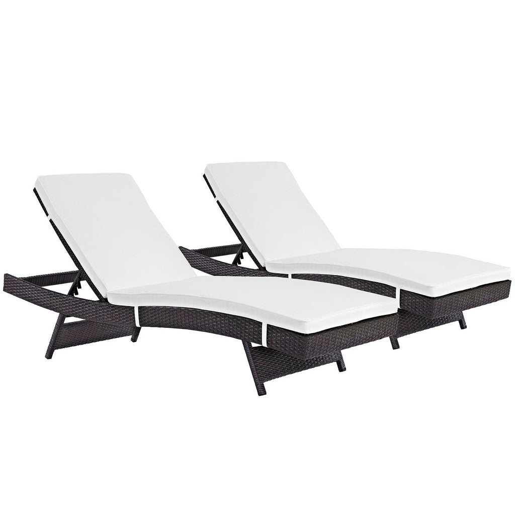 Convene Outdoor Patio Chaise Set of 2 - Espresso White