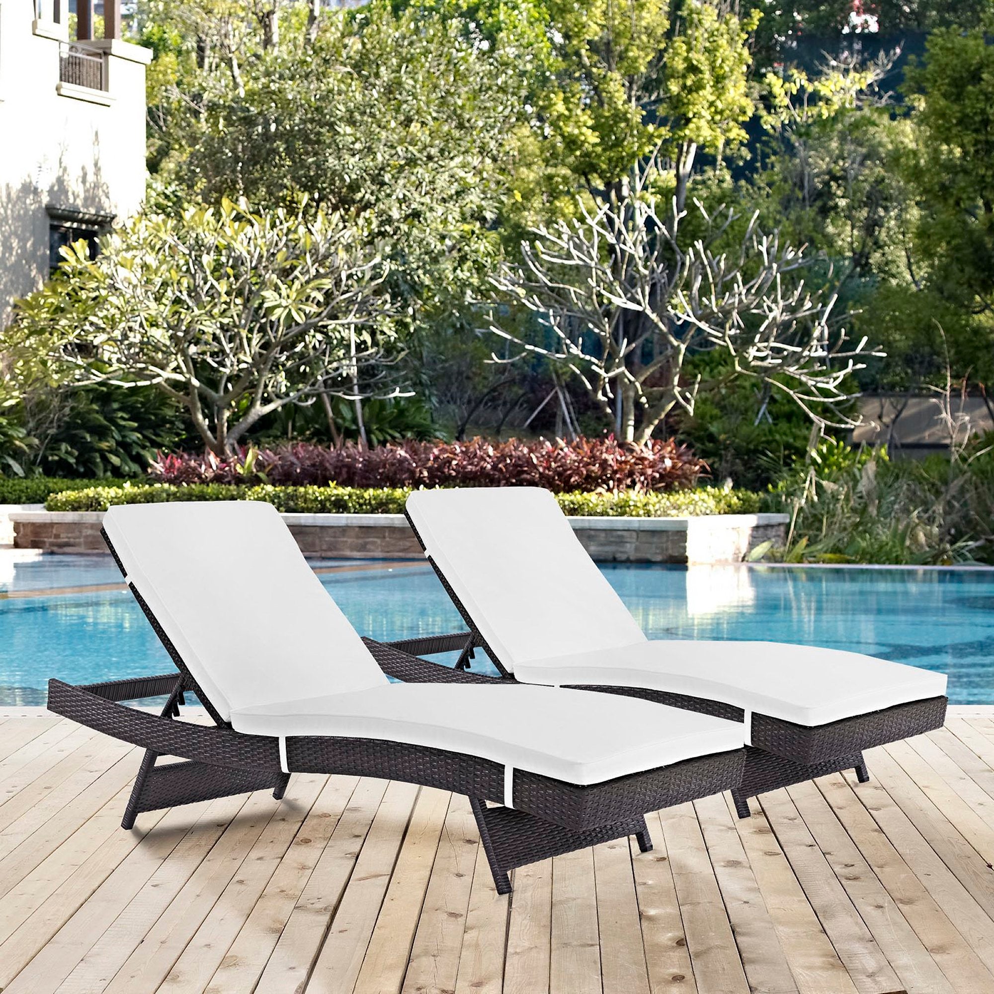 Convene Outdoor Patio Chaise Set of 2 - Espresso White