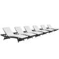 Convene Outdoor Patio Chaise Set of 6 - Espresso White