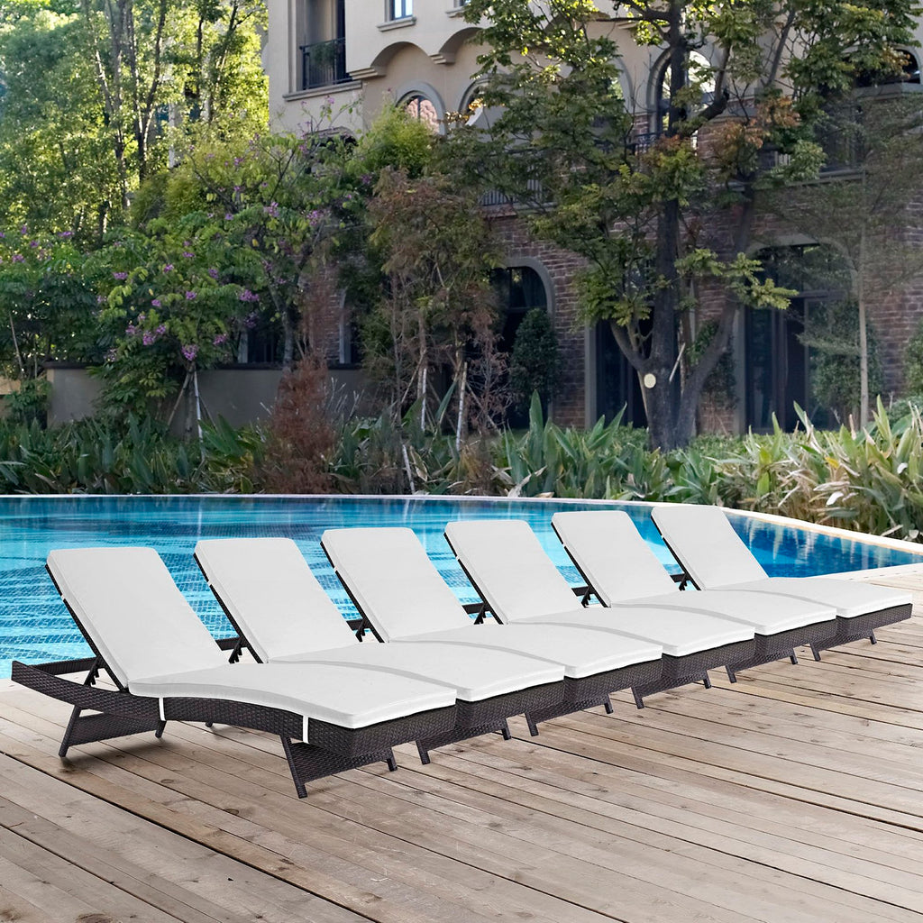 Convene Outdoor Patio Chaise Set of 6 - Espresso White