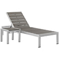 Shore 2 Piece Outdoor Patio Aluminum Set - Silver Gray (EEI-2465-SLV-GRY-SET)