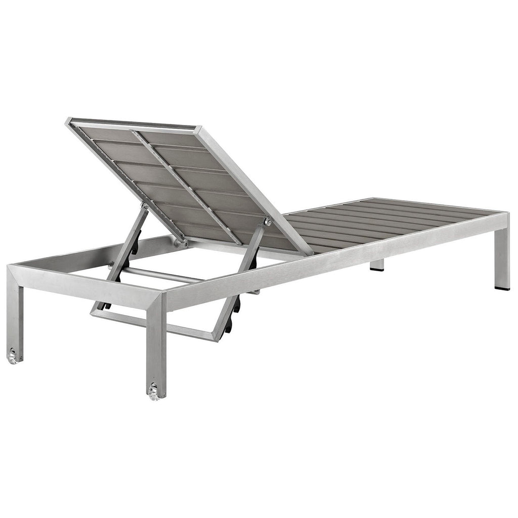Shore 2 Piece Outdoor Patio Aluminum Set - Silver Gray (EEI-2465-SLV-GRY-SET)