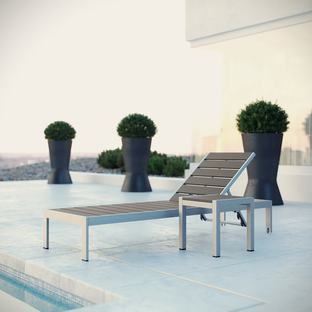 Shore 2 Piece Outdoor Patio Aluminum Set - Silver Gray (EEI-2465-SLV-GRY-SET)