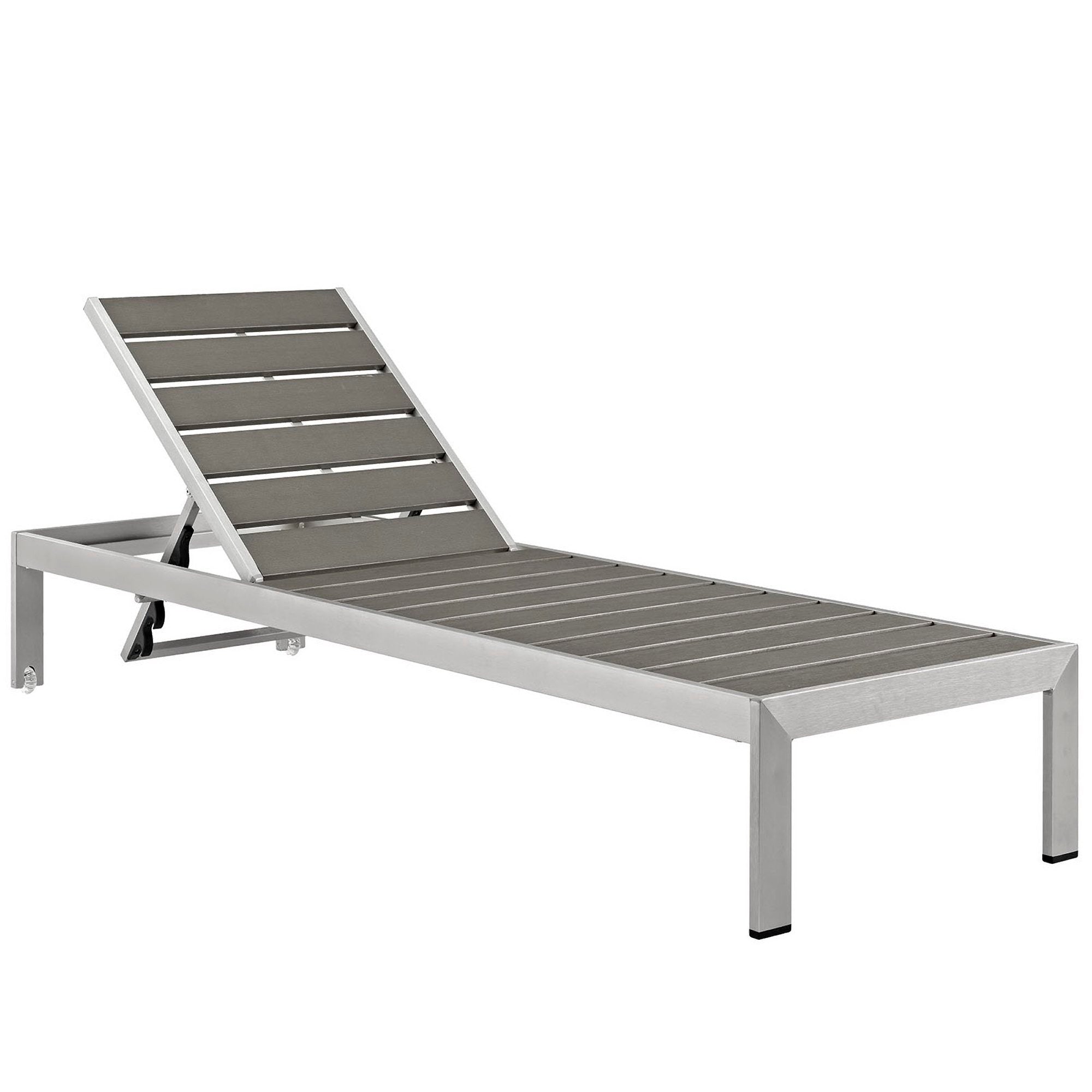 Shore Outdoor Patio Aluminum Chaise Set of 6 - Silver Gray (EEI-2469-SLV-GRY-SET)