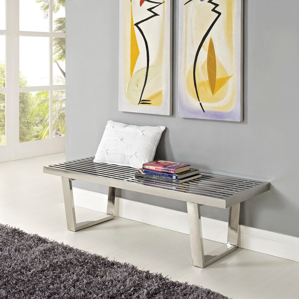 Sauna 4' Stainless Steel Bench - Silver