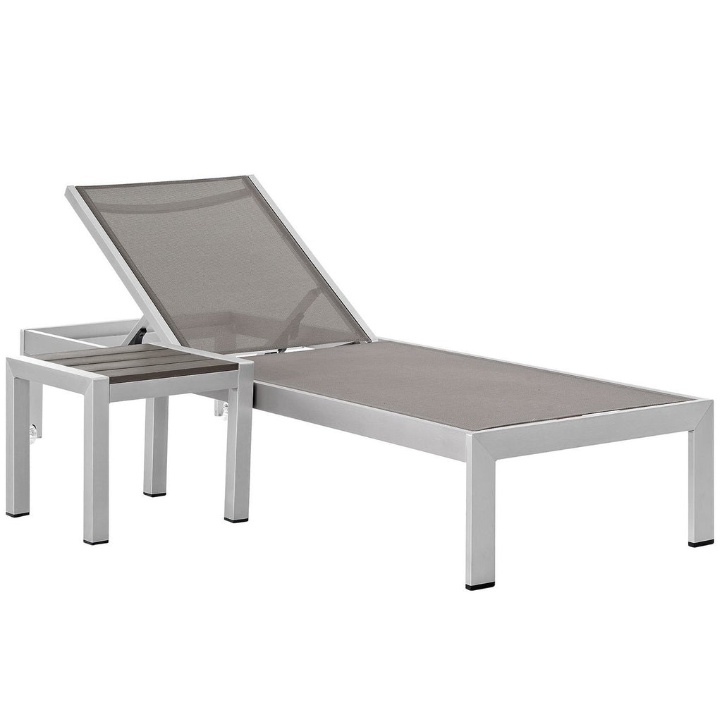 Shore 2 Piece Outdoor Patio Aluminum Set - Silver Gray (EEI-2470-SLV-GRY-SET)