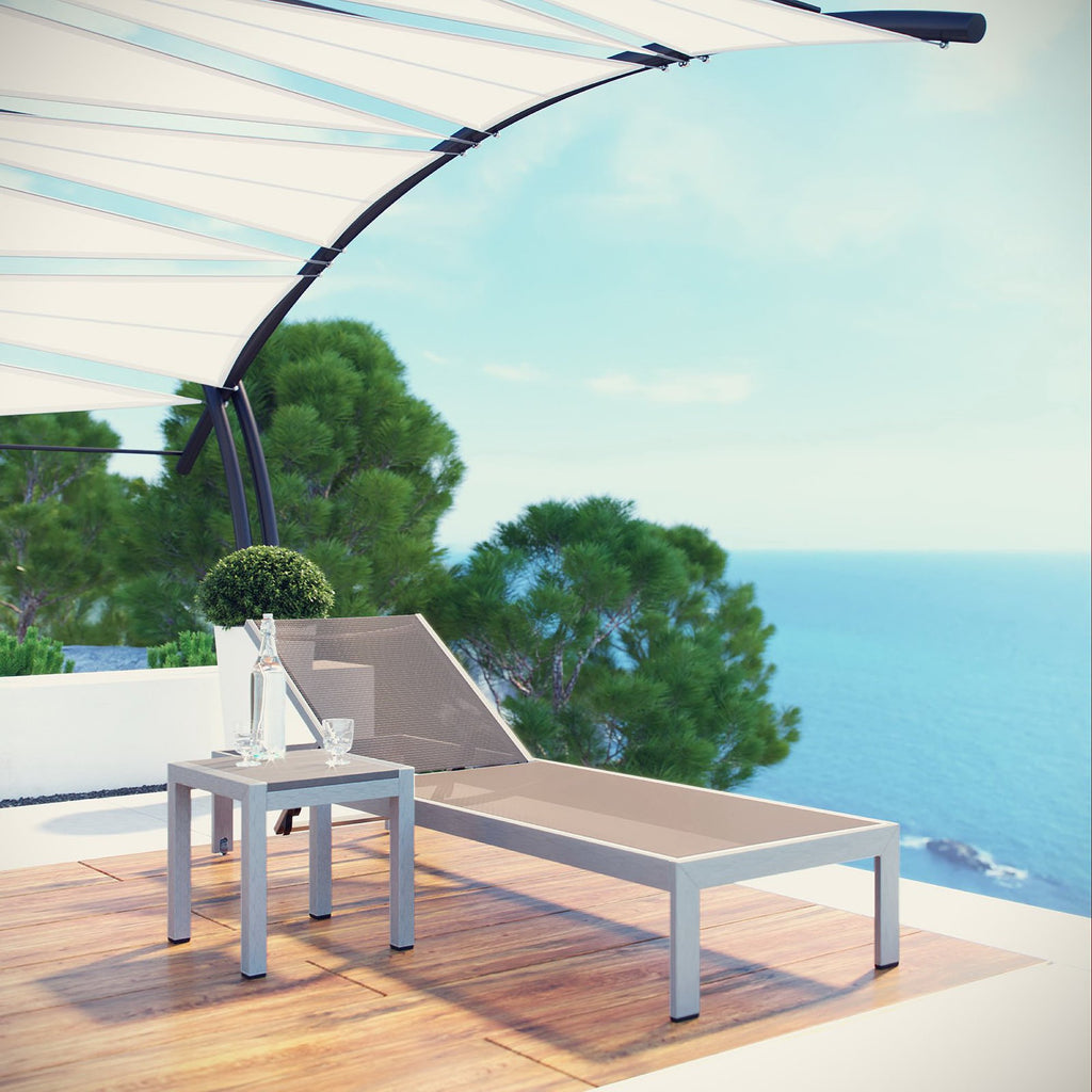 Shore 2 Piece Outdoor Patio Aluminum Set - Silver Gray (EEI-2470-SLV-GRY-SET)