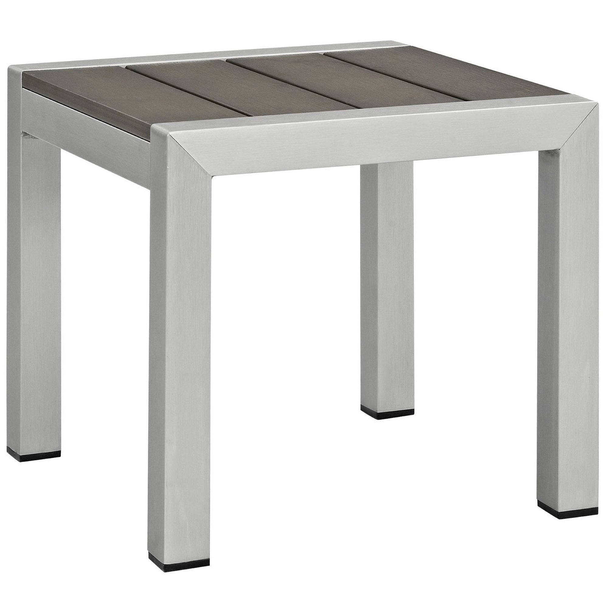 Shore 3 Piece Outdoor Patio Aluminum Set - Silver Gray (EEI-2471-SLV-GRY-SET)