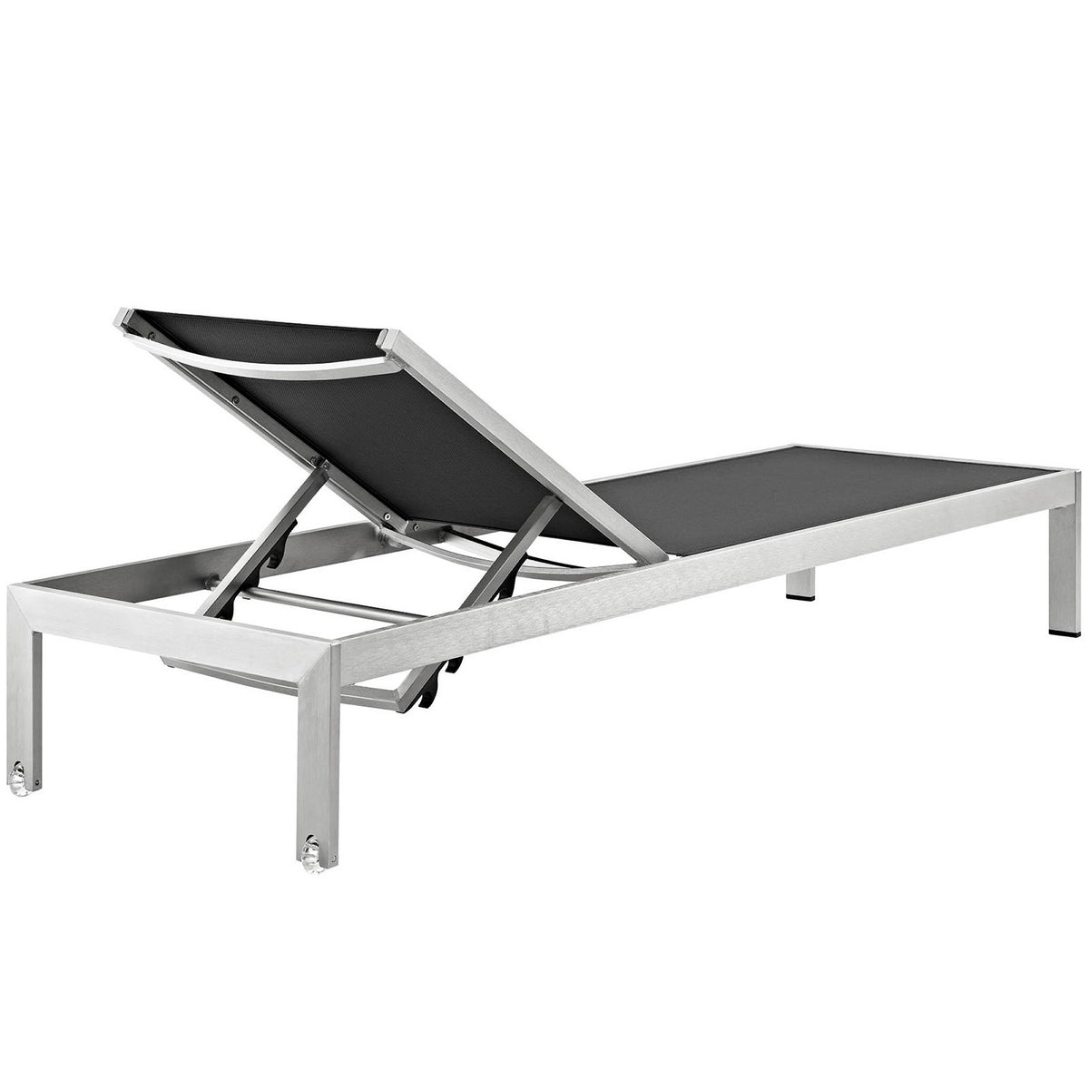 Shore Outdoor Patio Aluminum Chaise Set of 4 - Silver Black