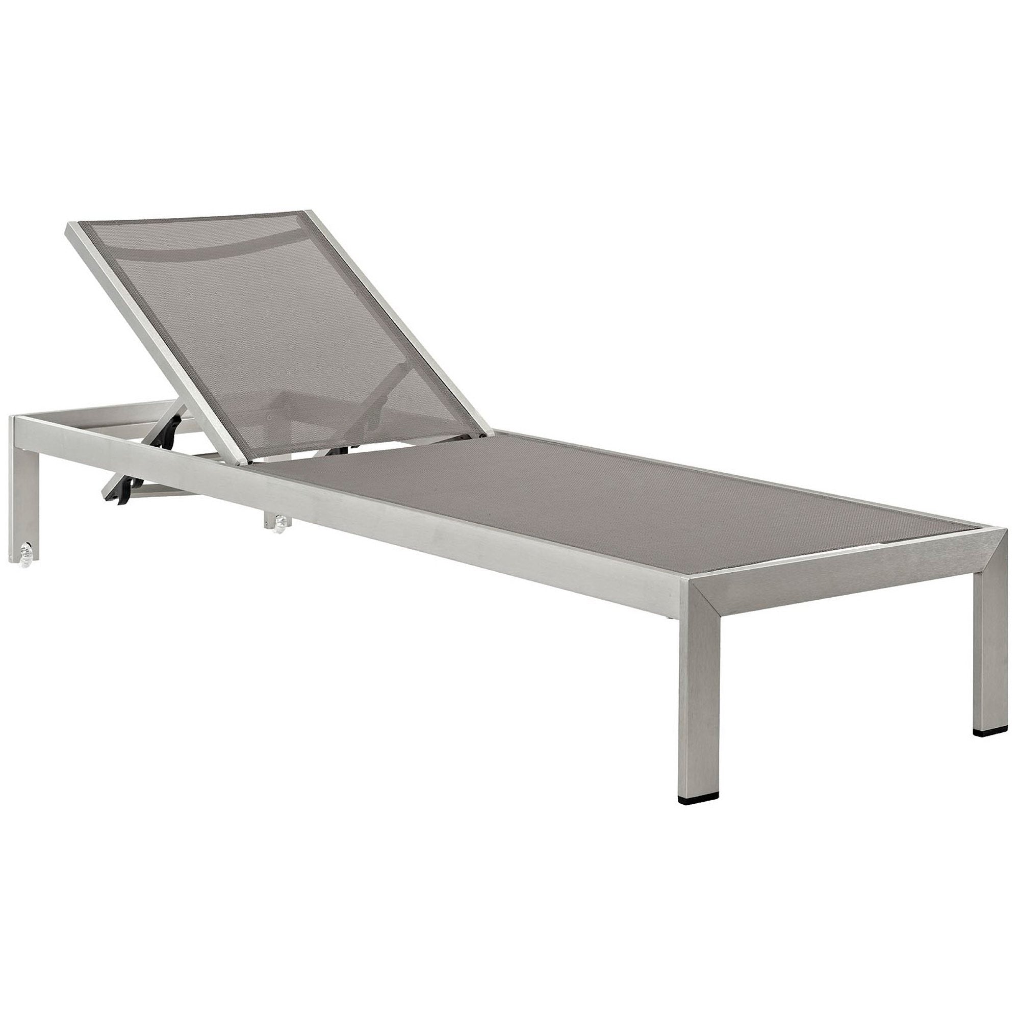 Shore Outdoor Patio Aluminum Chaise Set of 4 - Silver Gray (EEI-2473-SLV-GRY-SET)