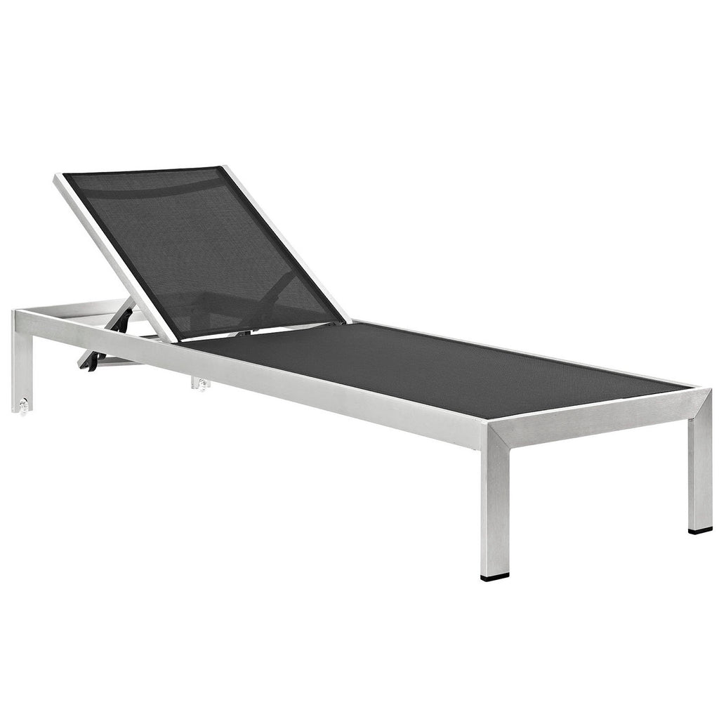Shore Outdoor Patio Aluminum Chaise Set of 6 - Silver Black