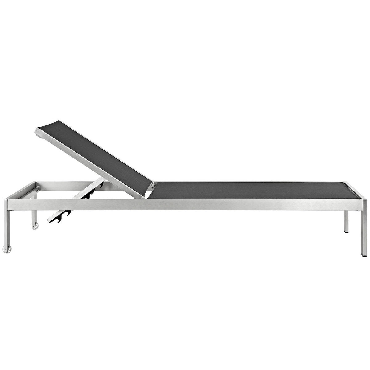 Shore Outdoor Patio Aluminum Chaise Set of 6 - Silver Black