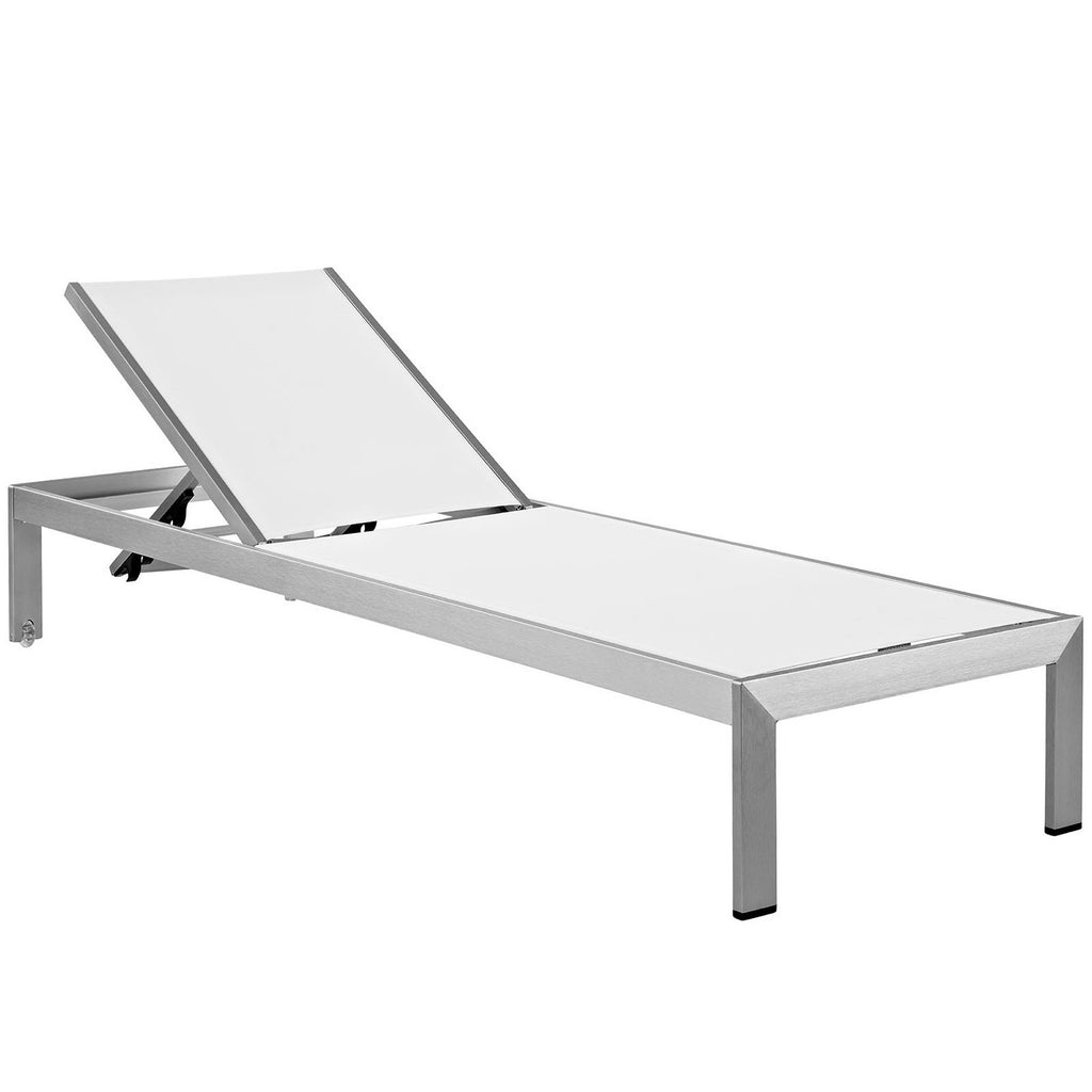 Shore Outdoor Patio Aluminum Chaise Set of 6 - Silver White