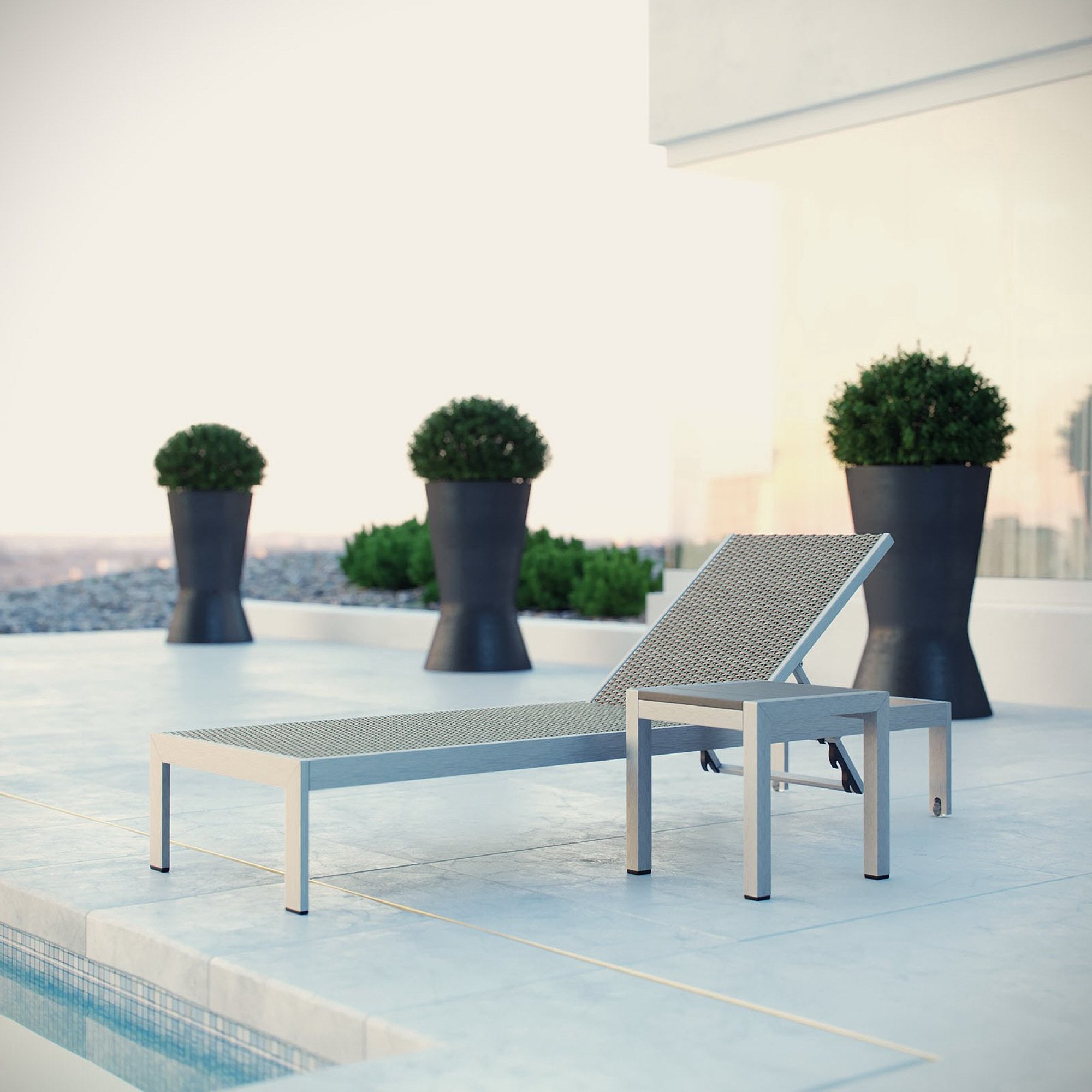 Shore 2 Piece Outdoor Patio Set - Silver Gray