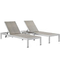 Shore 3 Piece Outdoor Patio Aluminum Set - Silver Gray (EEI-2476-SLV-GRY-SET)