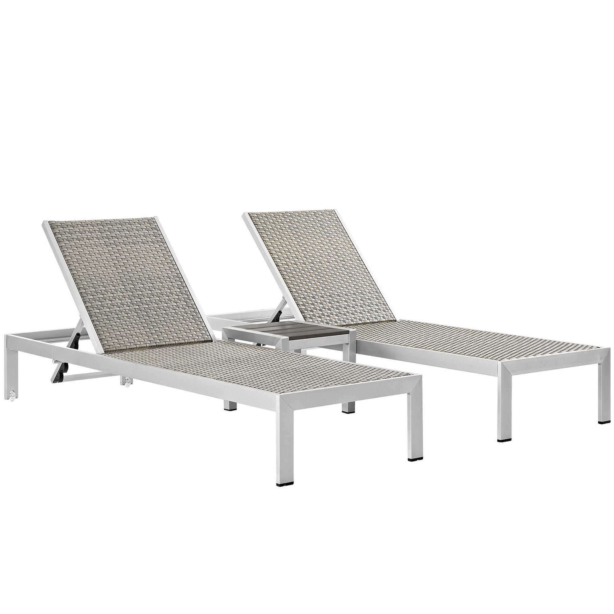 Shore 3 Piece Outdoor Patio Aluminum Set - Silver Gray (EEI-2476-SLV-GRY-SET)