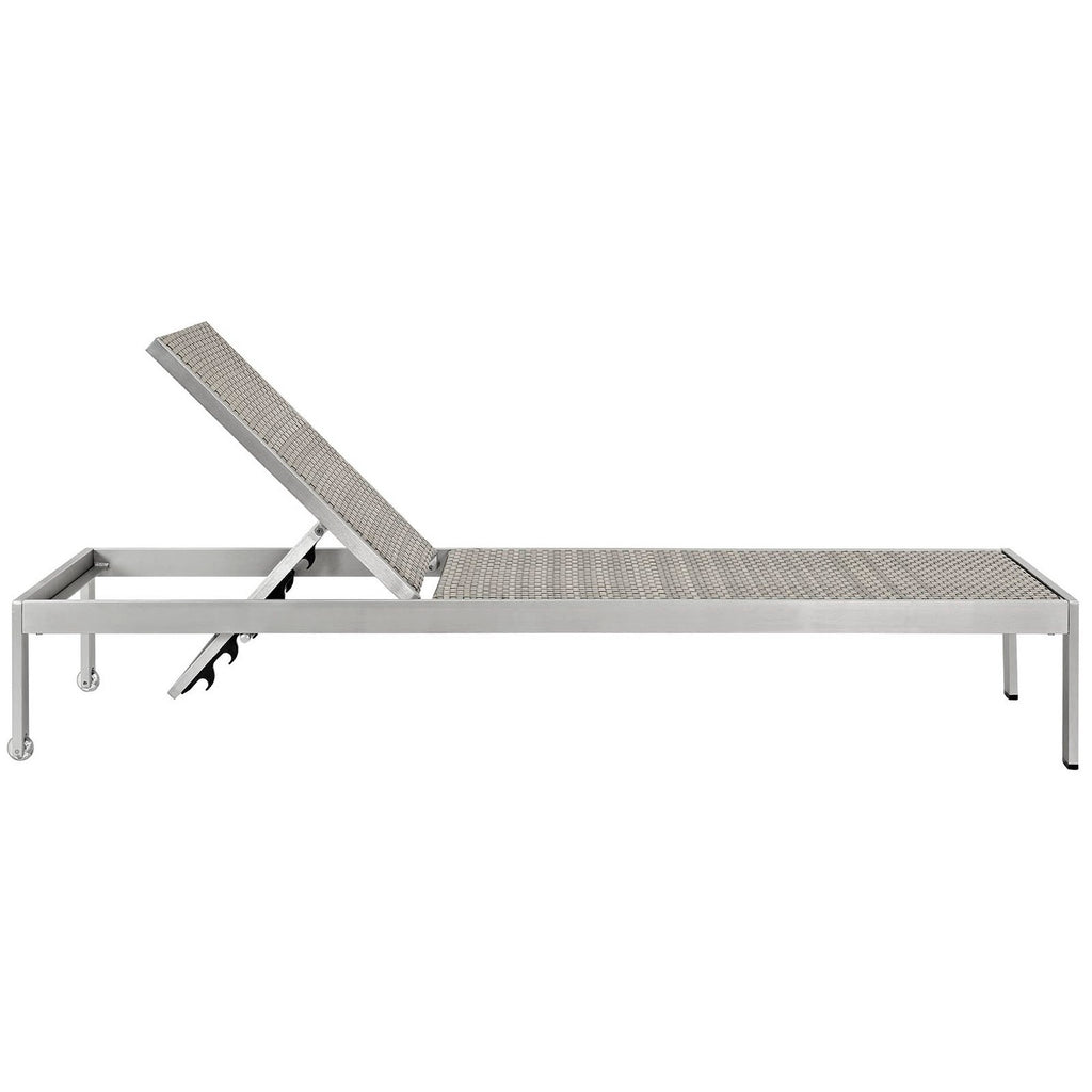 Shore 3 Piece Outdoor Patio Aluminum Set - Silver Gray (EEI-2476-SLV-GRY-SET)