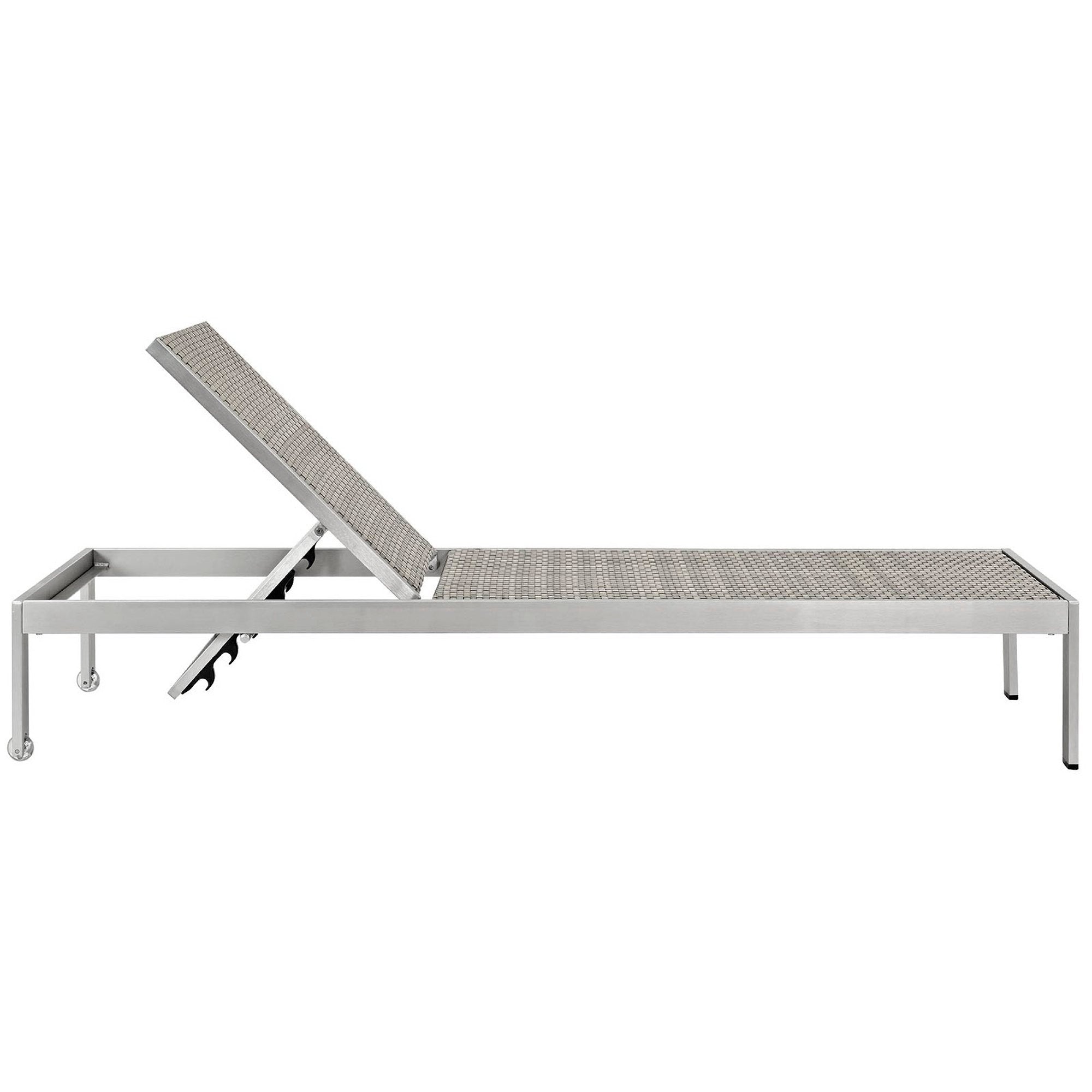 Shore 3 Piece Outdoor Patio Aluminum Set - Silver Gray (EEI-2476-SLV-GRY-SET)