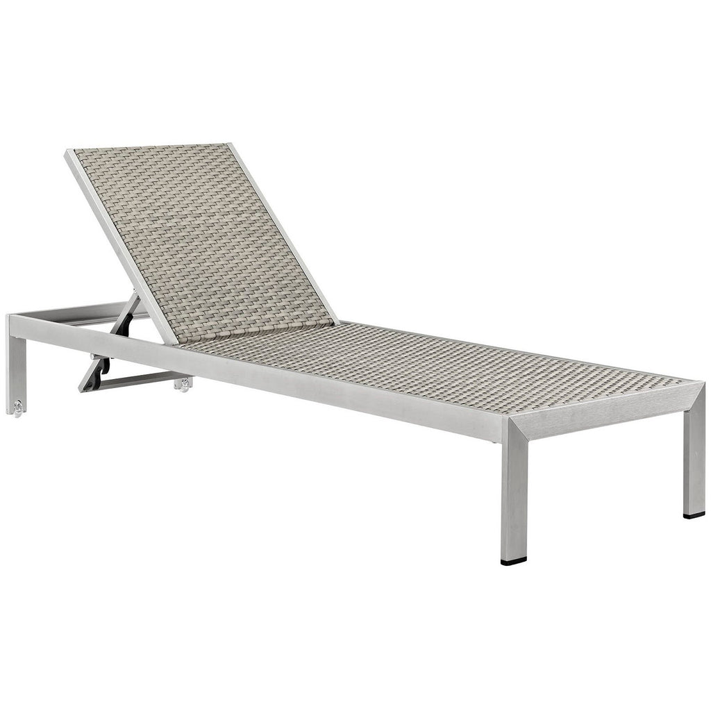 Shore Outdoor Patio Aluminum Chaise Set of 4 - Silver Gray (EEI-2478-SLV-GRY-SET)