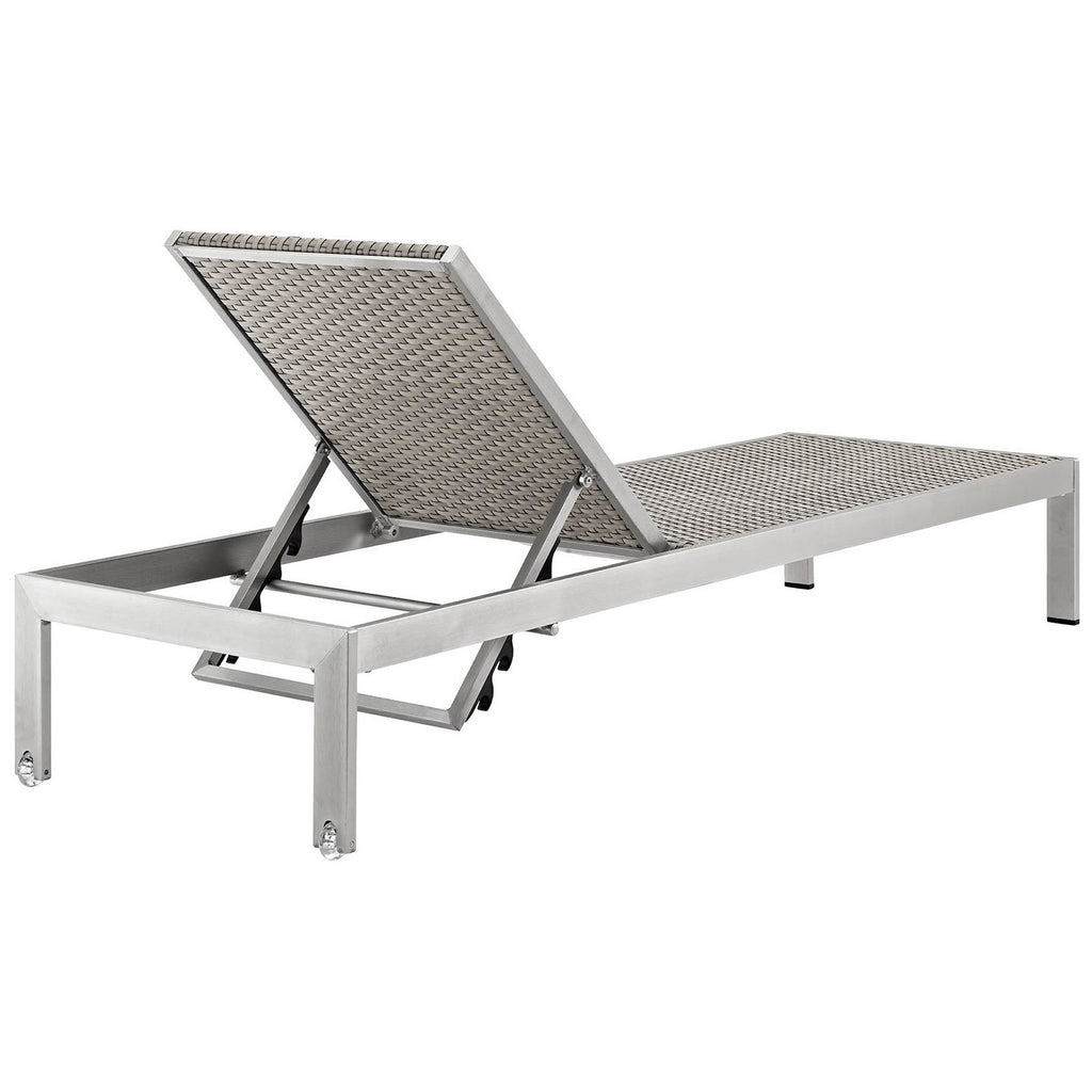 Shore Outdoor Patio Aluminum Chaise Set of 4 - Silver Gray (EEI-2478-SLV-GRY-SET)