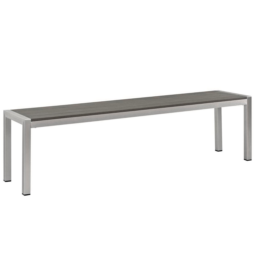 Shore 3 Piece Outdoor Patio Aluminum Dining Set - Silver Gray