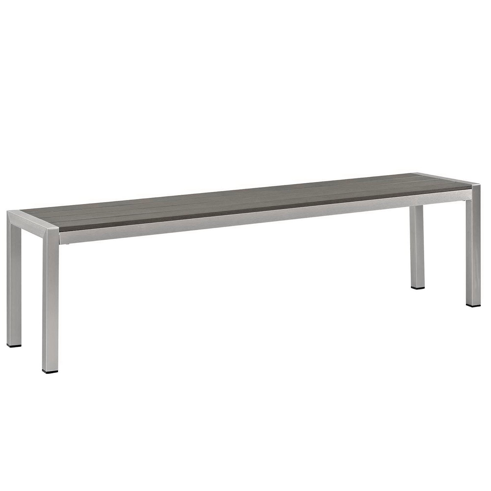 Shore 3 Piece Outdoor Patio Aluminum Dining Set - Silver Gray