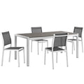 Shore 5 Piece Outdoor Patio Aluminum Dining Set - Silver Black (4 Side Chairs, Dining Table)