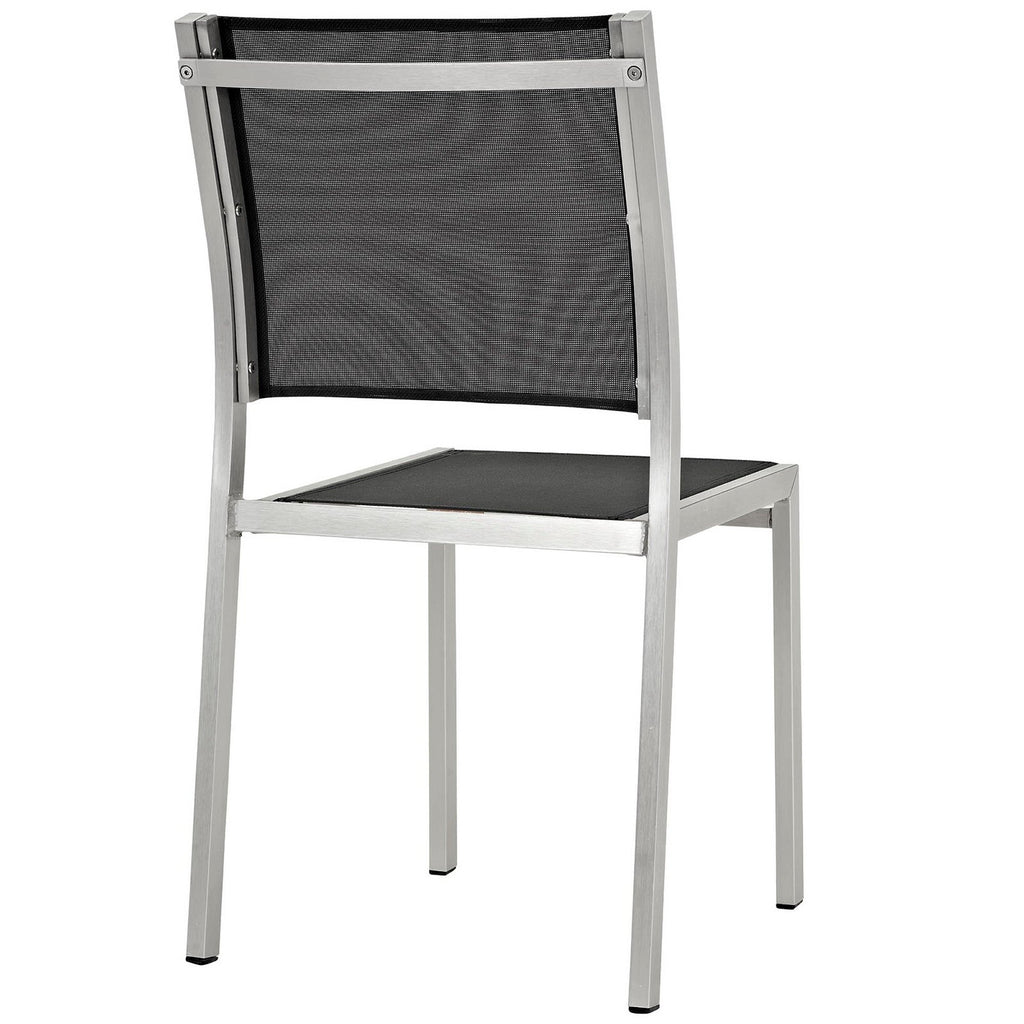 Shore 5 Piece Outdoor Patio Aluminum Dining Set - Silver Black (4 Side Chairs, Dining Table)