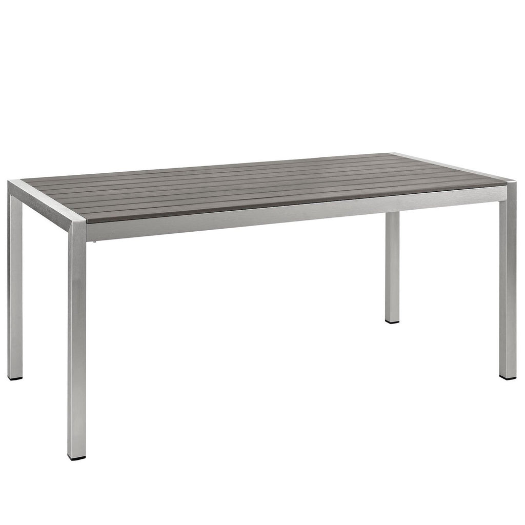 Shore 5 Piece Outdoor Patio Aluminum Dining Set - Silver Black (4 Side Chairs, Dining Table)