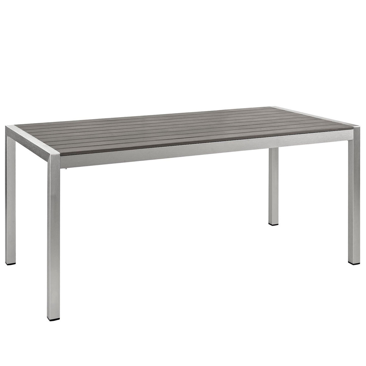 Shore 5 Piece Outdoor Patio Aluminum Dining Set - Silver Black (4 Side Chairs, Dining Table)