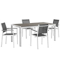 Shore 5 Piece Outdoor Patio Aluminum Dining Set - Silver Black (4 Dining Chairs, Dining Table)