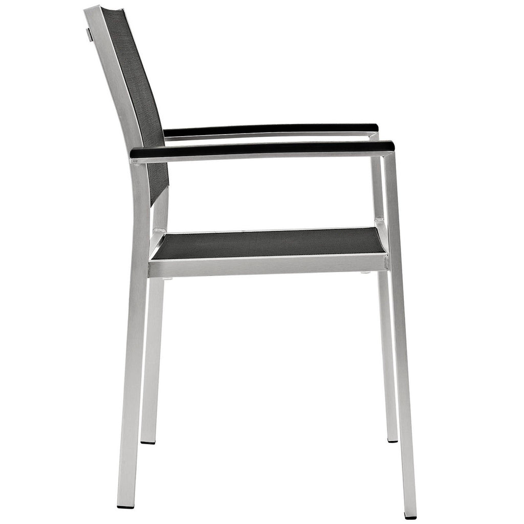 Shore 5 Piece Outdoor Patio Aluminum Dining Set - Silver Black (4 Dining Chairs, Dining Table)