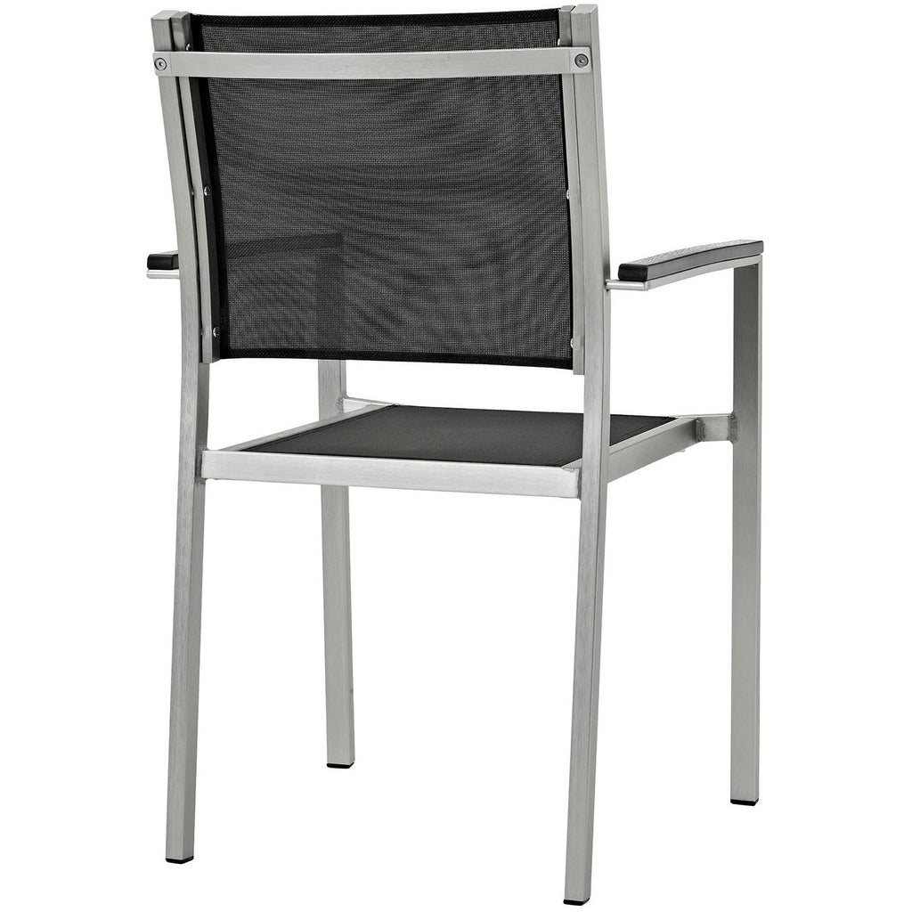 Shore 5 Piece Outdoor Patio Aluminum Dining Set - Silver Black (4 Dining Chairs, Dining Table)