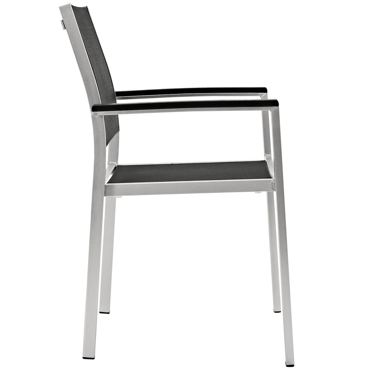 Shore 7 Piece Outdoor Patio Aluminum Dining Set - Silver Black (6 Dining Chairs, Dining Table)